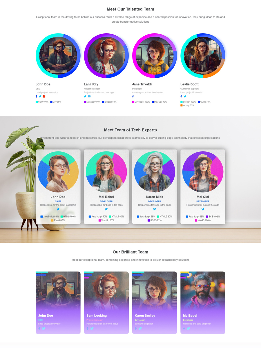 Team Cards for Elementor Dynamic Skill Showcase
