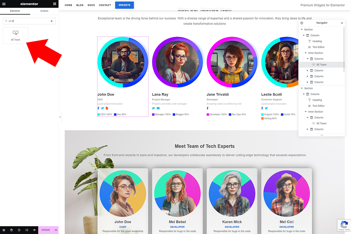 Team Cards for Elementor