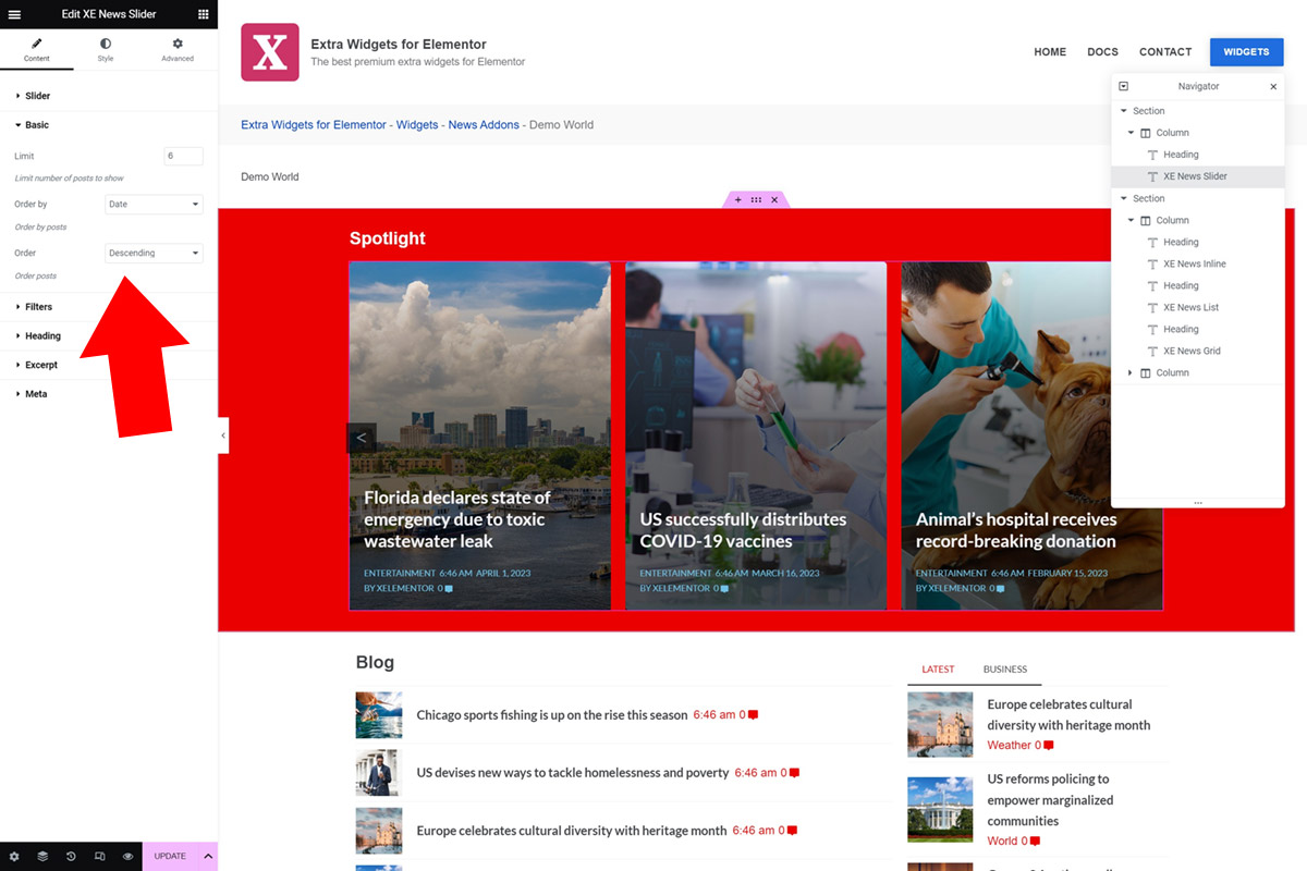 Basic query for News Addons for Elementor